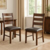 Reggie Dining Chair Set of 2, Ladderback, Dark Gray Faux Leather Brown