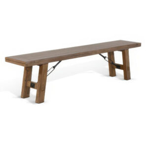 Yael Bench, 72 Inch Light Brown Mindi and Mahogany, Turnbuckle Accents