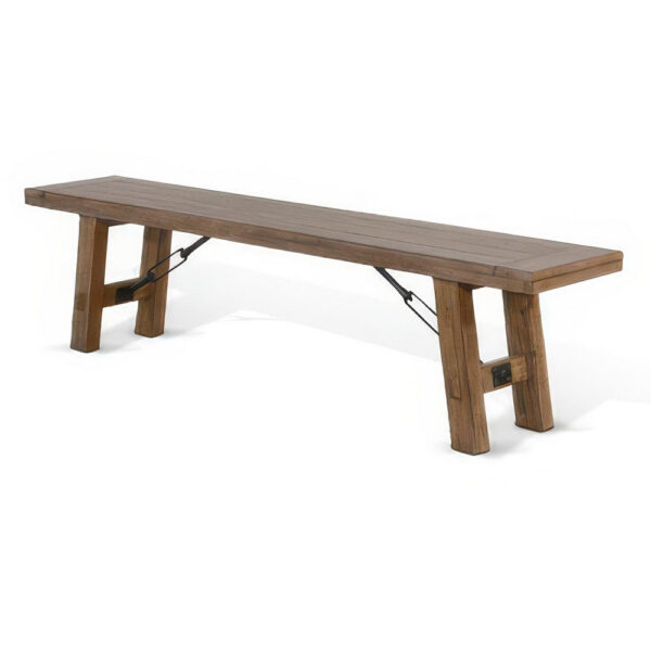 Yael Bench, 72 Inch Light Brown Mindi and Mahogany, Turnbuckle Accents