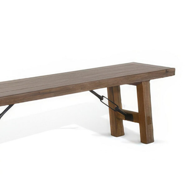 Yael Bench, 72 Inch Light Brown Mindi and Mahogany, Turnbuckle Accents