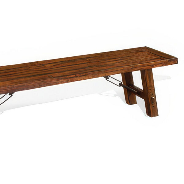 150220266991f1902f2a5.jpeg Reggie Bench, 72 Inch Brown Mahogany Wood, Metal Turnbuckle Accents