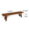150220266991f1939d450.jpeg Reggie Bench, 72 Inch Brown Mahogany Wood, Metal Turnbuckle Accents