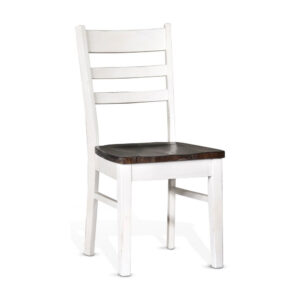 Orso Dining Chair Set of 2, Ladderback, White and Dark Brown Mahogany