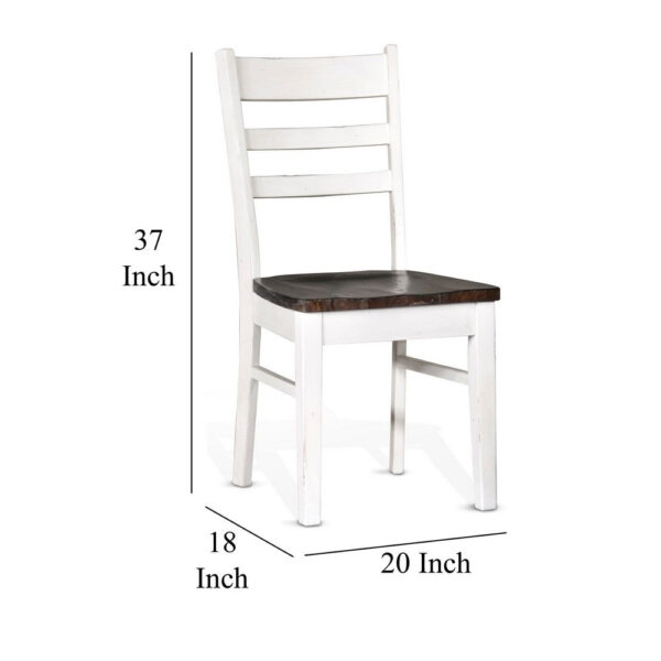 150220266991f1c8b094e.jpeg Orso Dining Chair Set of 2, Ladderback, White and Dark Brown Mahogany