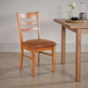 Marv Dining Chair Set of 2, Ladderback, Saddle Seat, Light Brown Wood