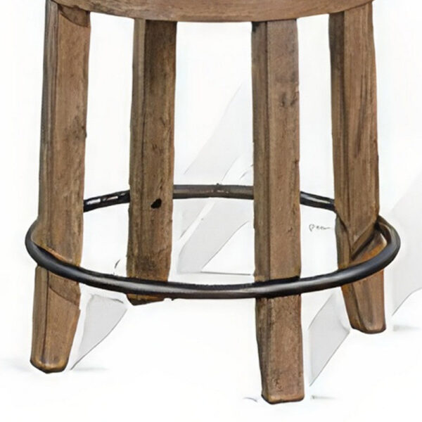 Yael Swivel Counter Stool Set of 2, Gray Faux Leather, Brown, Black