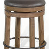 Yael Swivel Counter Stool Set of 2, Gray Faux Leather, Brown, Black