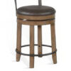 Yael Swivel Counter Stool Chair Set of 2, Gray Faux Leather Brown Wood