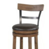 Yael Swivel Barstool Chair Set of 2, Gray Faux Leather, Brown, Black