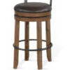 Yael Swivel Barstool Chair Set of 2, Gray Faux Leather, Brown, Black