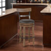 Yael Swivel Barstool Chair Set of 2, Gray Faux Leather, Brown, Black