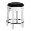 Orso Swivel Counter Stool Set of 2, Black Faux Leather, White Wood