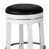 Orso Swivel Counter Stool Set of 2, Black Faux Leather, White Wood