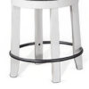 Orso Swivel Counter Stool Set of 2, Black Faux Leather, White Wood