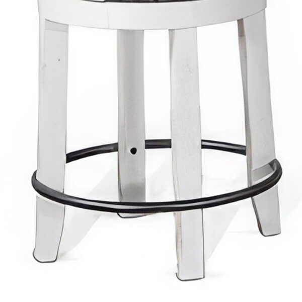 Orso Swivel Counter Stool Set of 2, Black Faux Leather, White Wood