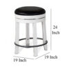 Orso Swivel Counter Stool Set of 2, Black Faux Leather, White Wood