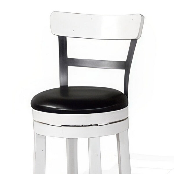 Orso Swivel Counter Stool Chair Set of 2, Black Faux Leather, White