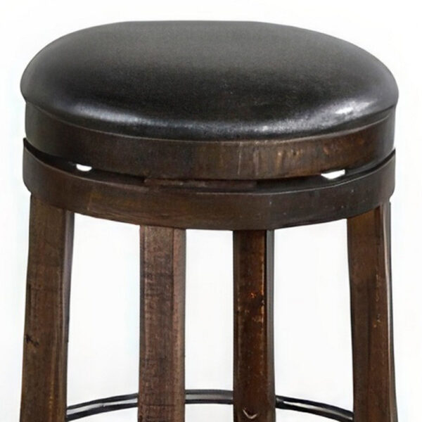 Flint Swivel Counter Stool Set of 2, Black Faux Leather, Dark Brown