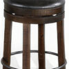 Flint Swivel Counter Stool Set of 2, Black Faux Leather, Dark Brown