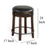 Flint Swivel Counter Stool Set of 2, Black Faux Leather, Dark Brown