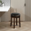 Flint Swivel Counter Stool Set of 2, Black Faux Leather, Dark Brown