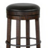 Flint Swivel Barstool Set of 2, Black Faux Leather, Dark Brown Wood