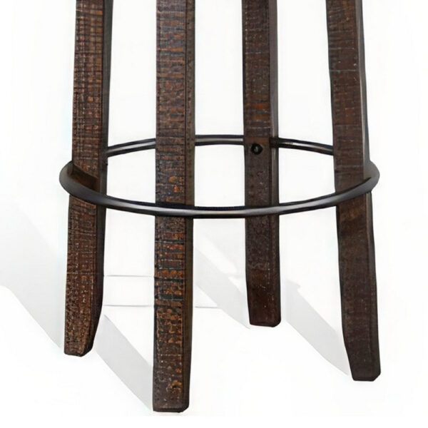 Flint Swivel Barstool Set of 2, Black Faux Leather, Dark Brown Wood