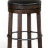 Flint Swivel Barstool Set of 2, Black Faux Leather, Dark Brown Wood