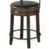 Flint Swivel Counter Stool Chair Set of 2, Black Faux Leather, Brown