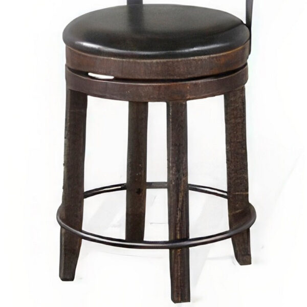 Flint Swivel Counter Stool Chair Set of 2, Black Faux Leather, Brown