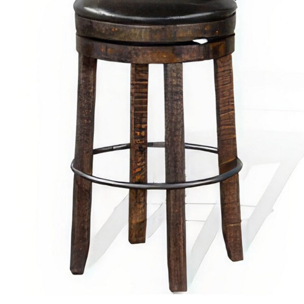 Flint Swivel Barstool Chair Set of 2, Black Faux Leather, Dark Brown
