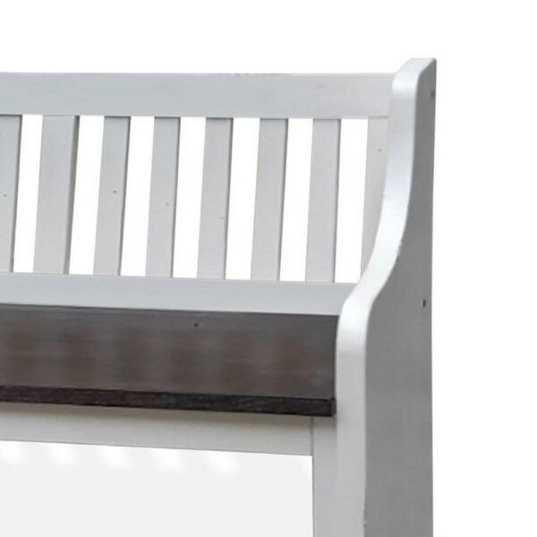 Orso Bench, Slat Back Design, White, Brown Mahogany and Mindi, 64 Inch