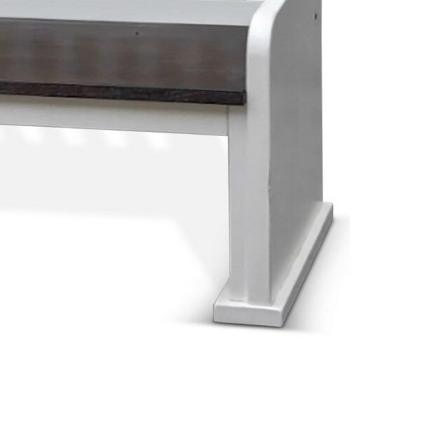 Orso Bench, Slat Back Design, White, Brown Mahogany and Mindi, 64 Inch