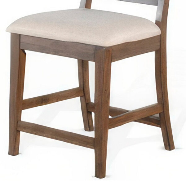 Yael Counter Height Stool Set of 2, Ivory White, Light Brown Wood