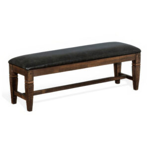 150220266991f2e307a42.jpeg Flint Bench, Dark Gray Faux Leather, Dark Brown Mahogany, 56 Inch
