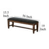 Flint Bench, Dark Gray Faux Leather, Dark Brown Mahogany, 56 Inch