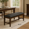 Flint Bench, Dark Gray Faux Leather, Dark Brown Mahogany, 56 Inch