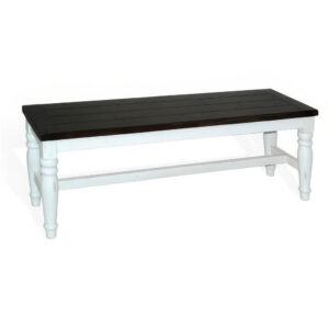 Orso Bench, Off White, Dark Brown Mahogany and Mindi Wood, 52 Inch