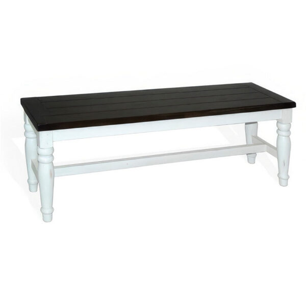 Orso Bench, Off White, Dark Brown Mahogany and Mindi Wood, 52 Inch
