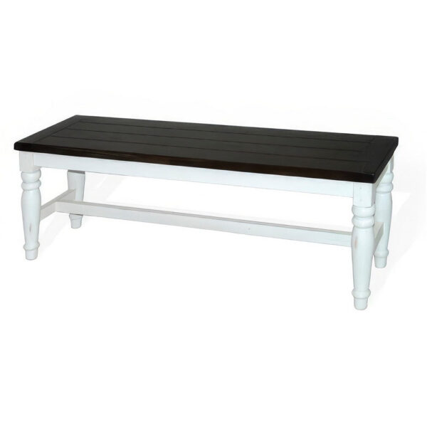 Orso Bench, Off White, Dark Brown Mahogany and Mindi Wood, 52 Inch
