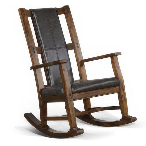 150220266991f31f6b62a.jpeg Jenne Rocking Chair, Faux Leather Seat and Back, Antique Dark Brown