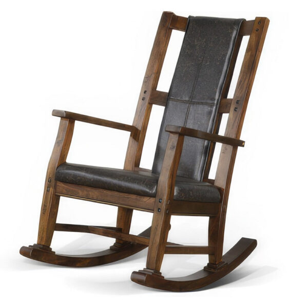 150220266991f32343627.jpeg Jenne Rocking Chair, Faux Leather Seat and Back, Antique Dark Brown