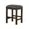 Flint Counter Stool, Faux Leather Seat, 24 Inch High, Dark Brown Wood