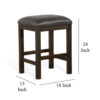Flint Counter Stool, Faux Leather Seat, 24 Inch High, Dark Brown Wood