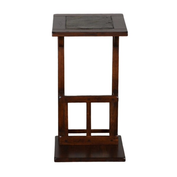 Jenne Sofa Side Table with Magazine Rack, 13 Inch Top, Dark Brown Wood