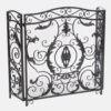 Fireplace Screen, Scrollwork Mesh Design, Iron w Black, Silver Finish