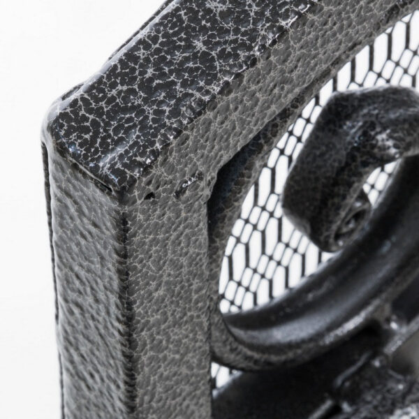 Fireplace Screen, Scrollwork Mesh Design, Iron w Black, Silver Finish