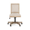 Swivel Rolling Office Chair, Beige Fabric, Weathered Light Brown Wood