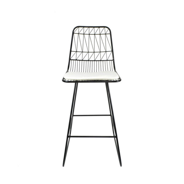 Outdoor Counter Stool Chair Set of 2, Black Iron Frame Construction