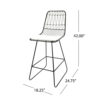 Outdoor Counter Stool Chair Set of 2, Black Iron Frame Construction